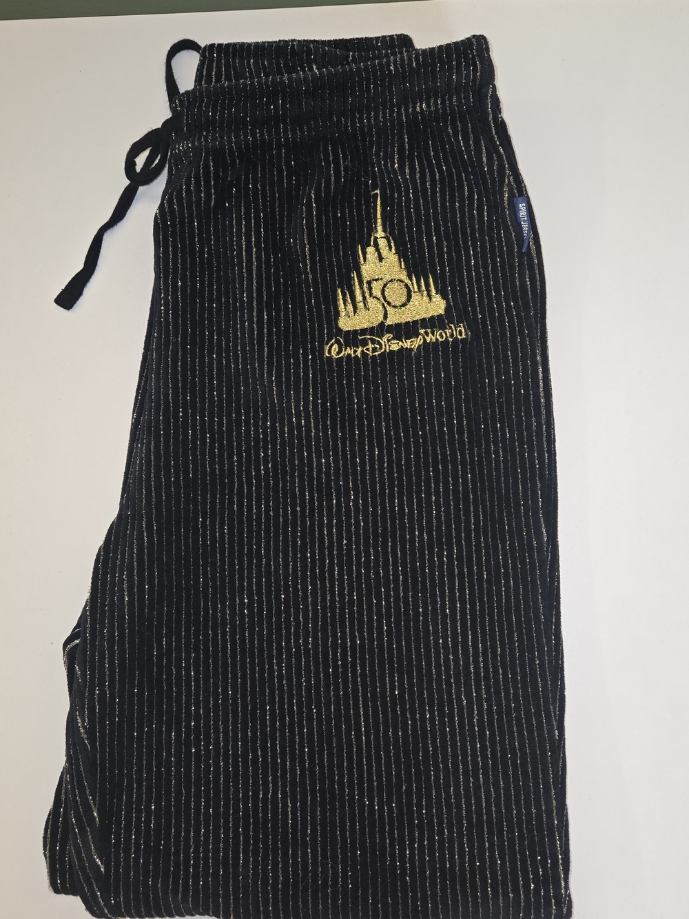 Walt Disney World 50th Anniversary Luxe Spirit Jersey Corduroy Sweatpants Black